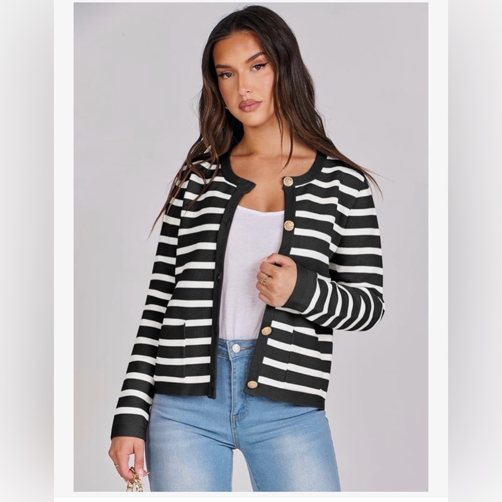 ANRABESS Striped Cardigan Sweater